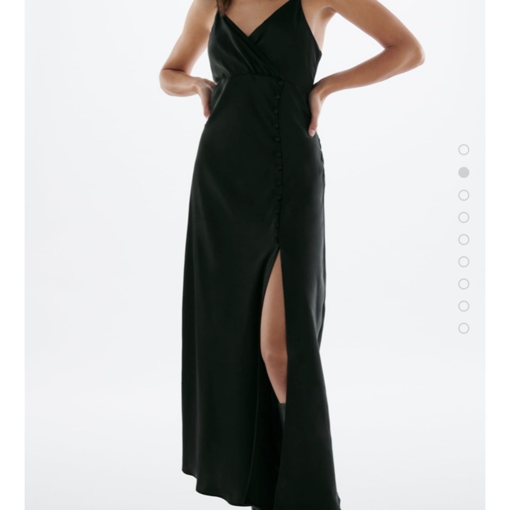 Black satin slip dress NWT